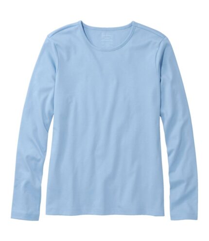 Women's Pima Cotton Tee, Long-Sleeve Crewneck