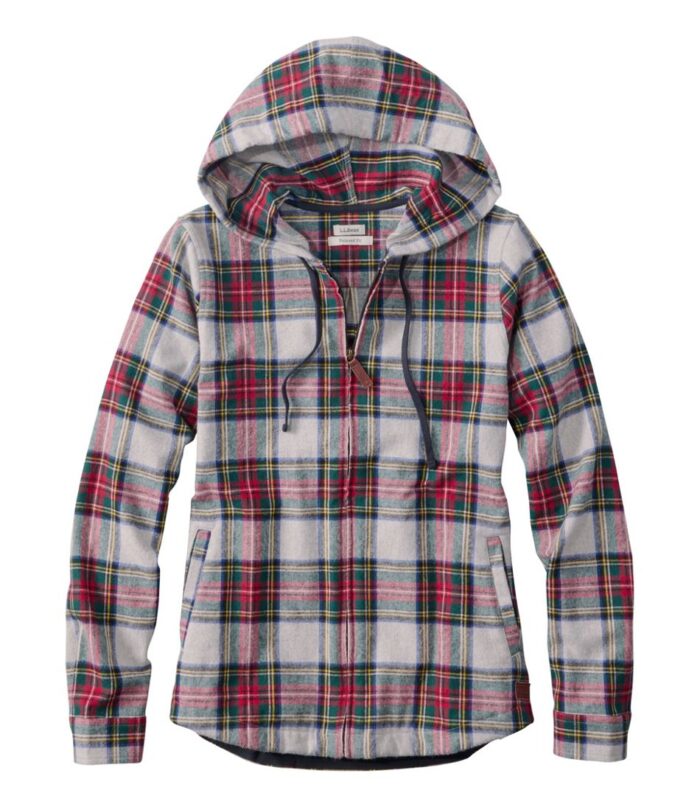 Women's Scotch Plaid Flannel Shirt, Relaxed Zip Hoodie